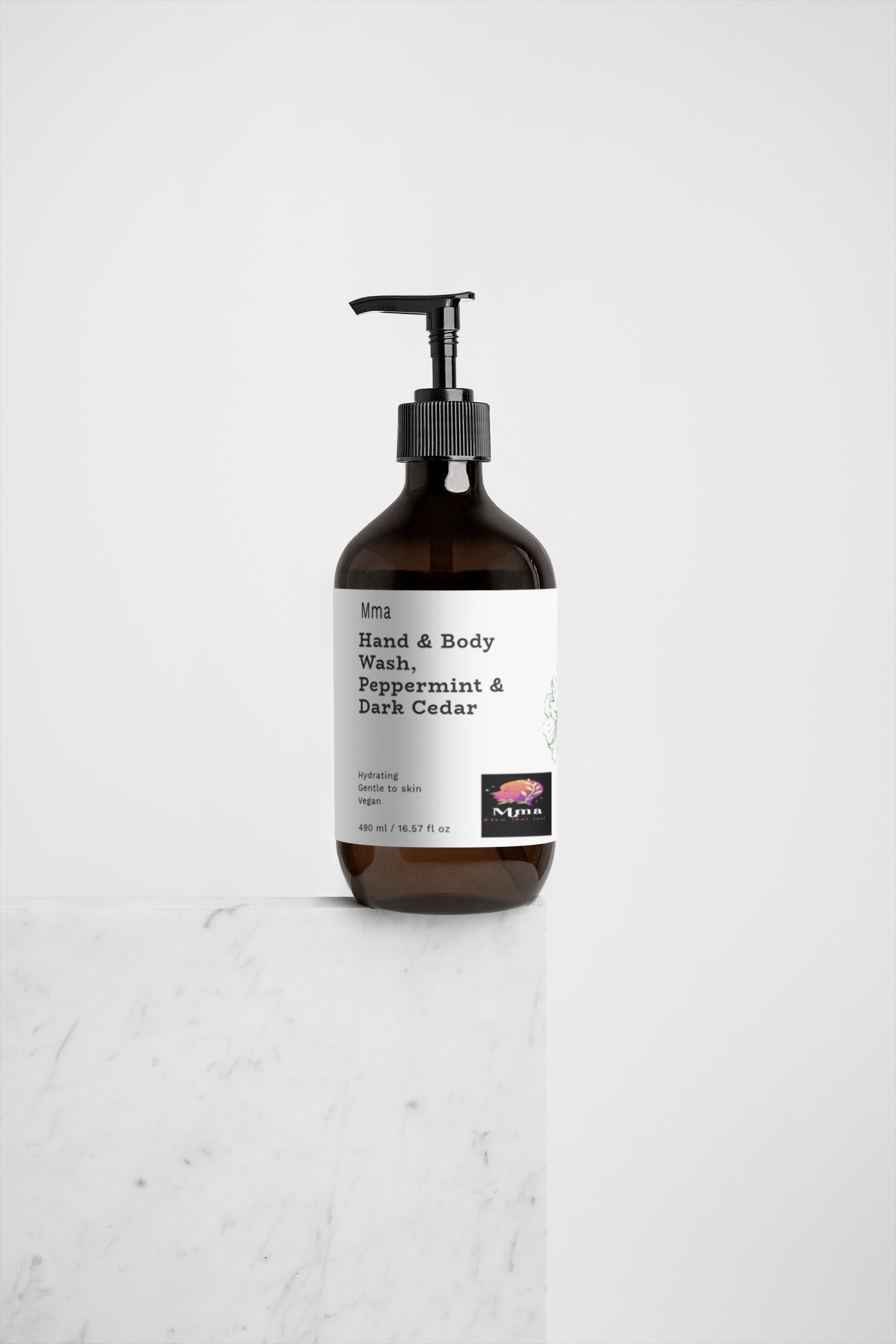 Hand & Body Wash, Peppermint & Dark Cedar